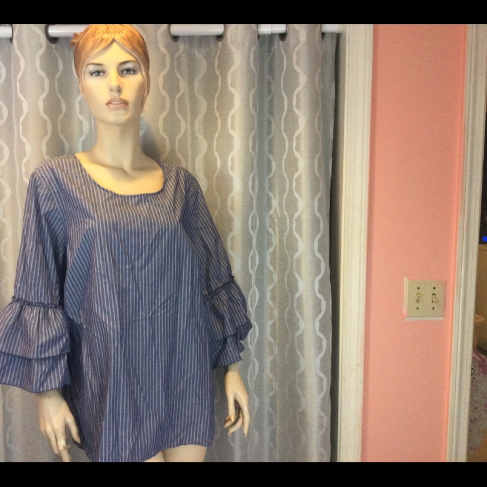 Pinstripe Bell Sleeved Blouse